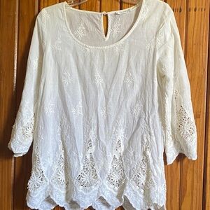 Blu Pepper Ivory Lace Detail Blouse